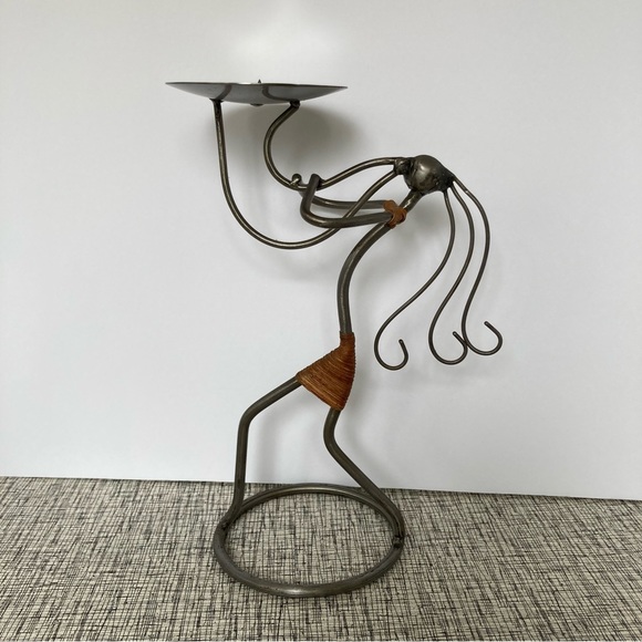 Metal Rattan MCM Candle Holders Band Horn Jazz Wire Art Sturdy Musical Decor - Picture 3 of 12